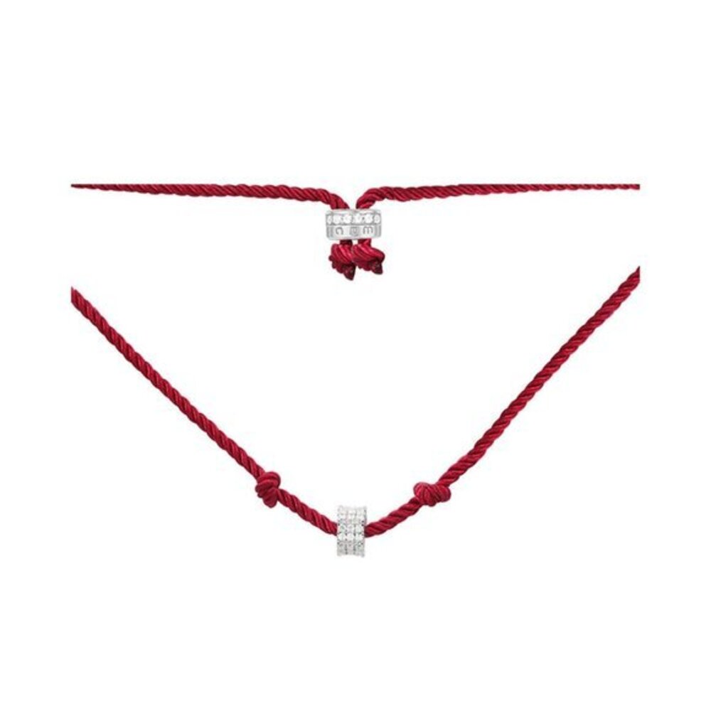 APM Monaco Red adjustable nylon necklace with sliding ring - silver × 1